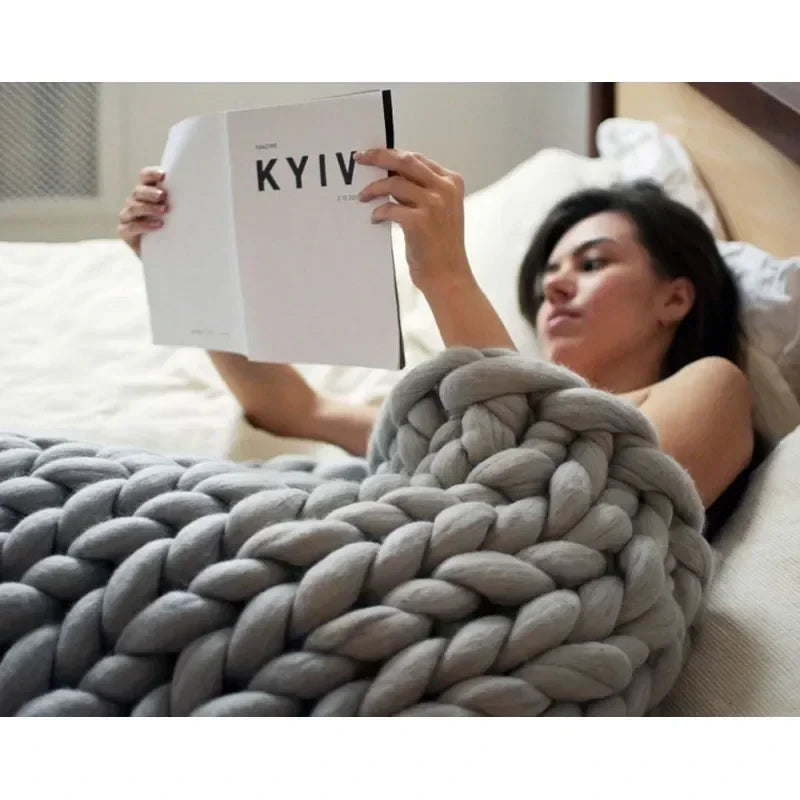 Chunky Merino Wool Knit Throw