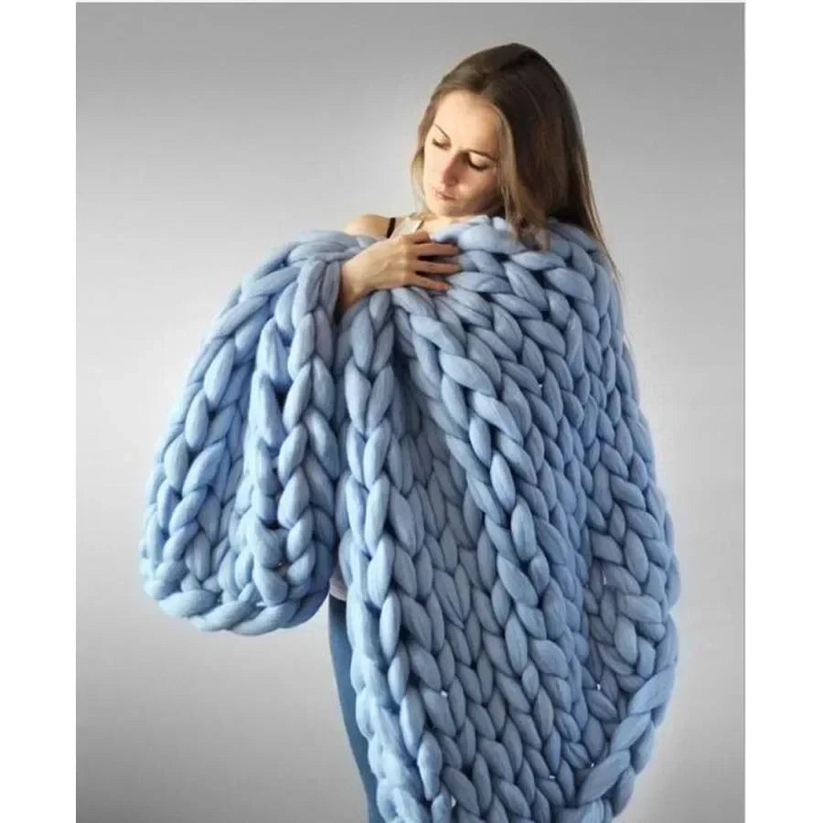 Chunky Merino Wool Knit Throw