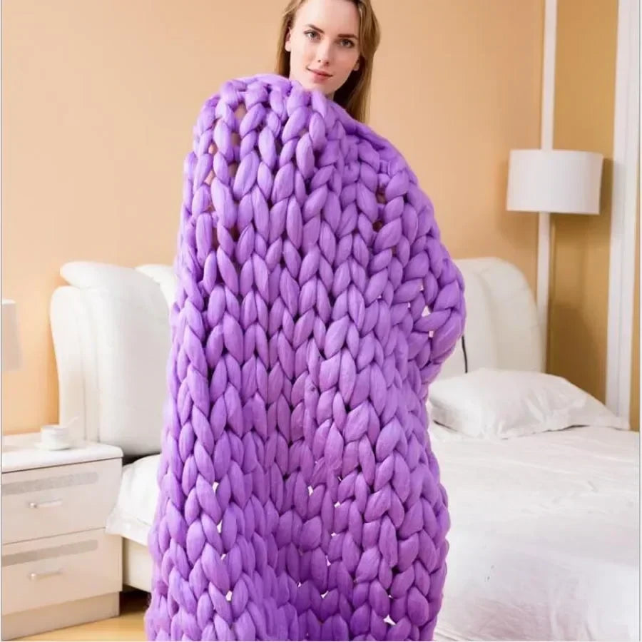 Chunky Merino Wool Knit Throw