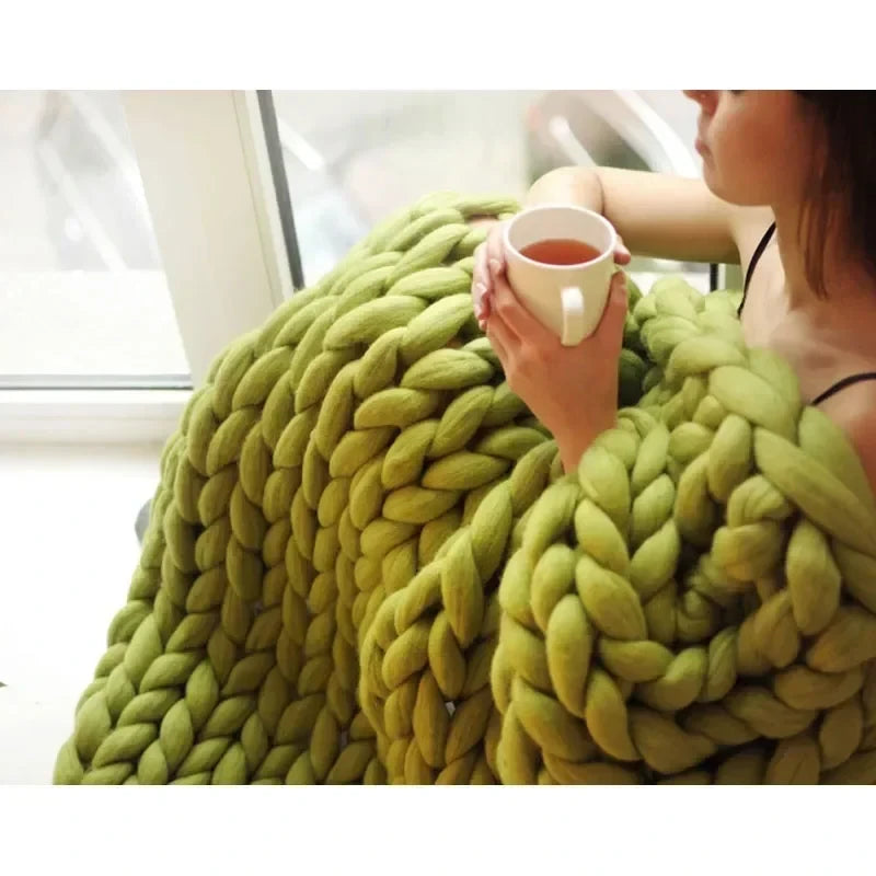 Chunky Merino Wool Knit Throw