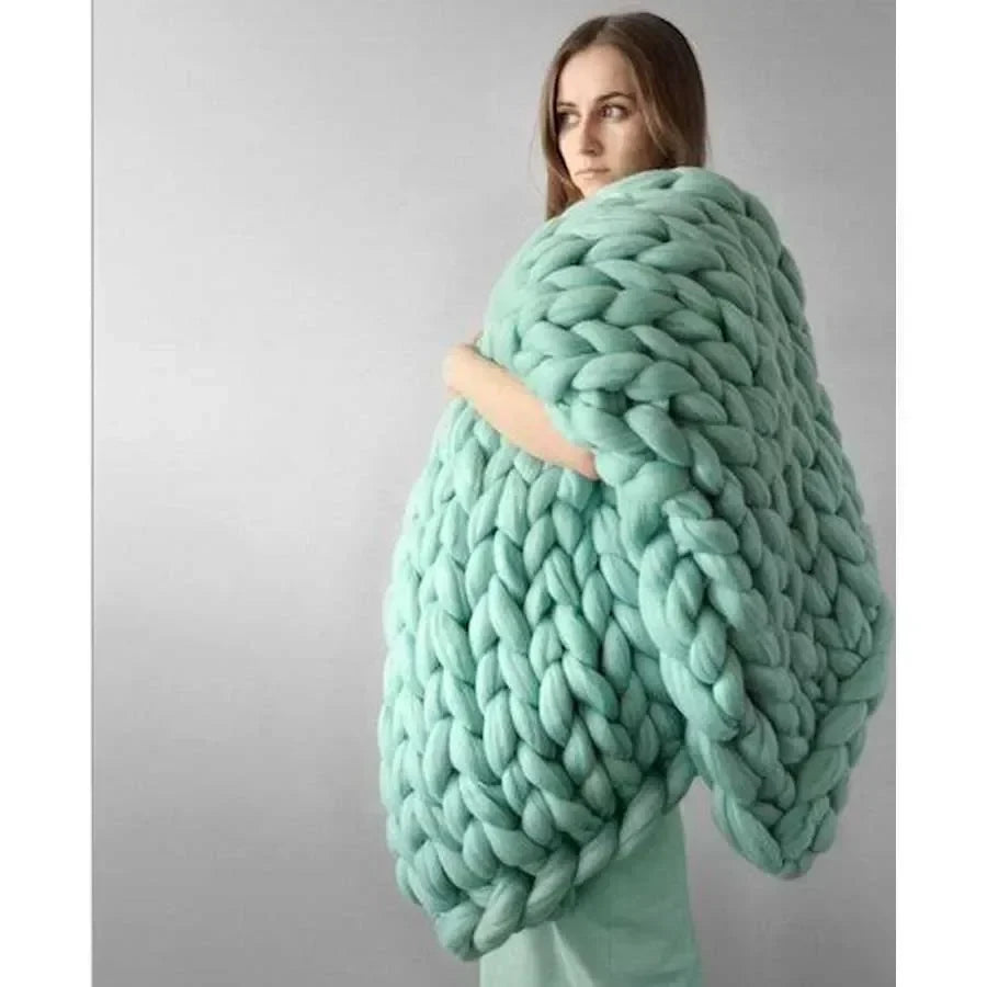 Chunky Merino Wool Knit Throw