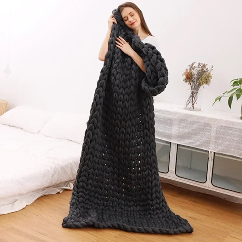 Chunky Merino Wool Knit Throw