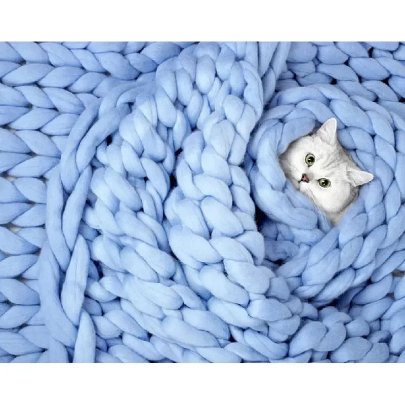 Chunky Merino Wool Knit Throw