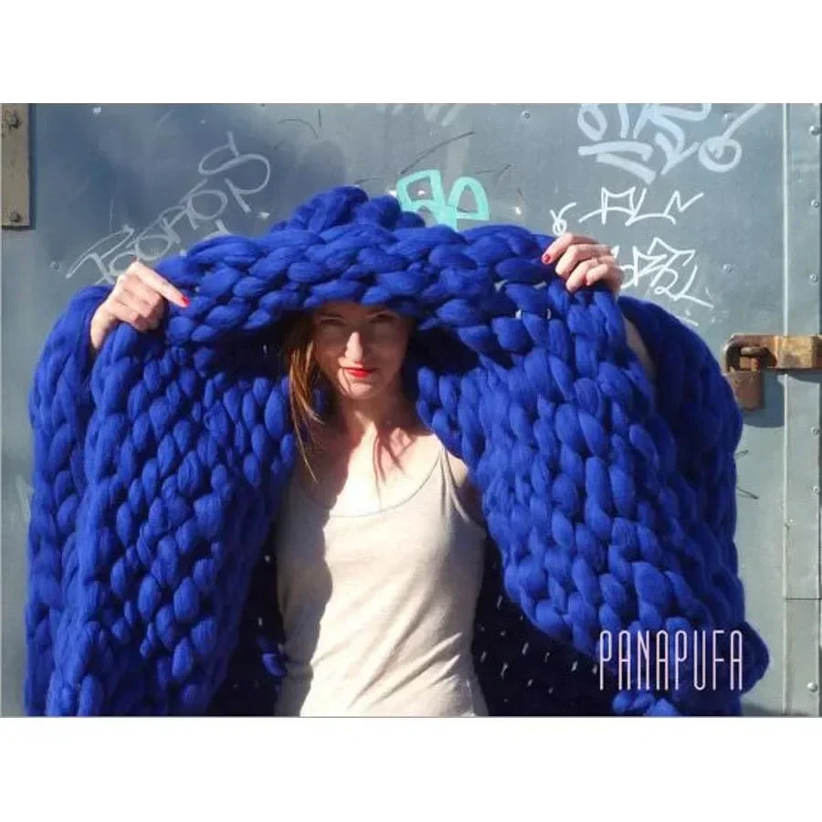 Chunky Merino Wool Knit Throw