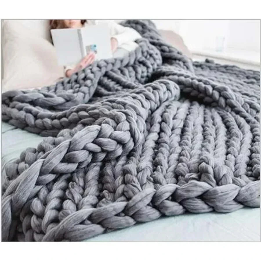 Chunky Merino Wool Knit Throw
