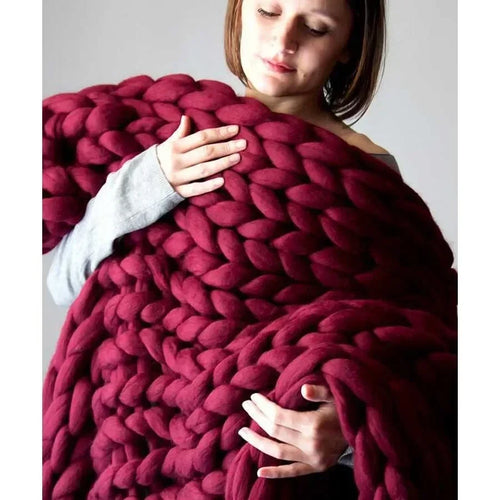 Chunky Merino Wool Knit Throw