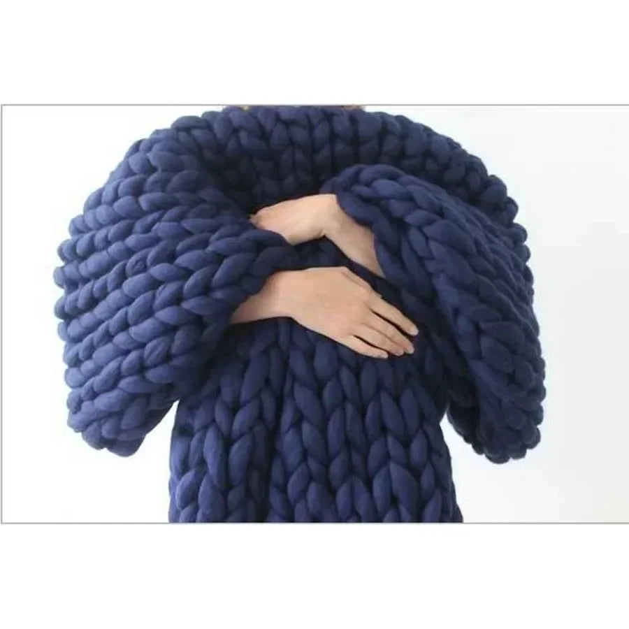 Chunky Merino Wool Knit Throw