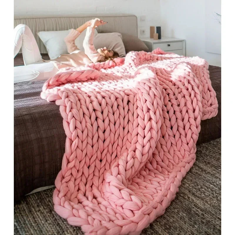 Chunky Merino Wool Knit Throw