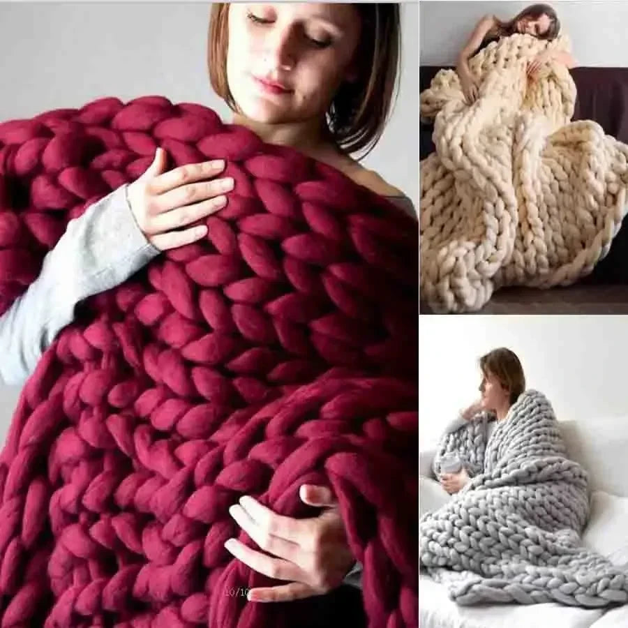 Chunky Merino Wool Knit Throw