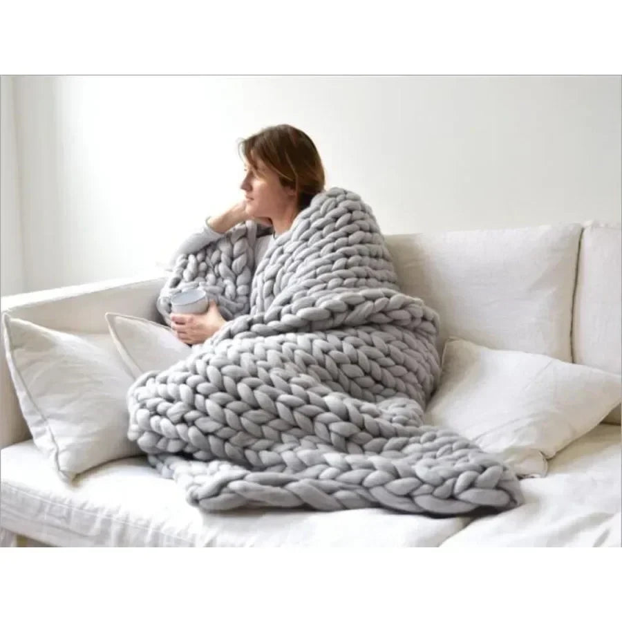 Chunky Merino Wool Knit Throw